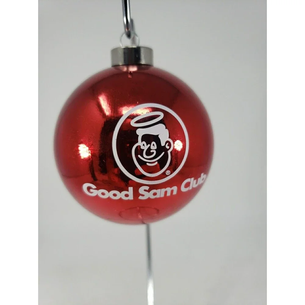 Good Sam Club Red Christmas Ornament Ball Plastic Original Storage Box Unused